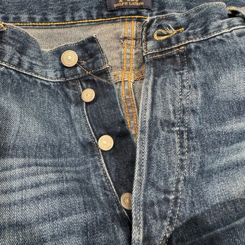 Polo Ralph‎ Lauren Men's Distressed Patchwork Jeans Button Fly Blue Size 36x32